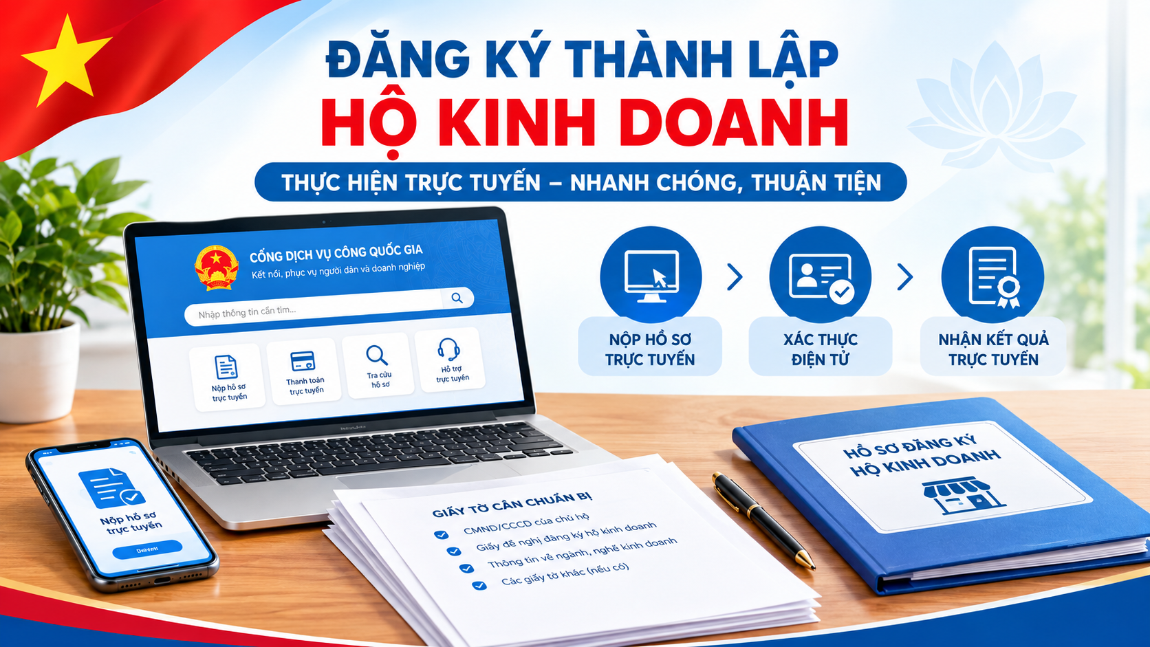 Hướng dẫn thủ tục đăng ký thành lập hộ kinh doanh trên Cổng Dịch vụ công quốc gia